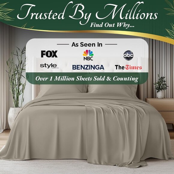 2- NIB Bamboo Sheets Queen Size 6 pcs-Ultra Soft & Luxuriously Cooling, 17" Deep - Picture 6 of 8